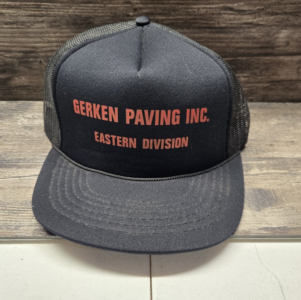 Vintage Gerkin Paving Adjustable Tucker Hat New Cap Vtg Strapback Madhatter